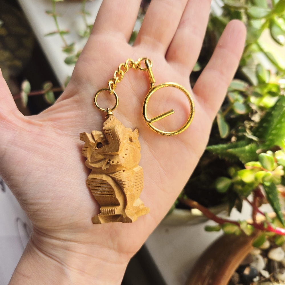 Vintage Ganesh Tribal Wooden Handcarved Keychain - Picture 7 of 8